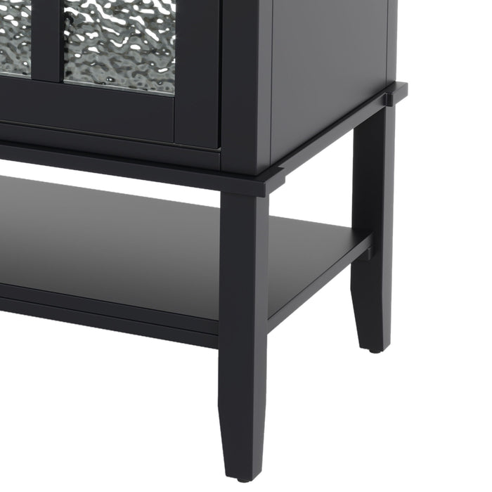 Bathroom Vanity With Ceramic Sink, Adjustable & Open Shelf