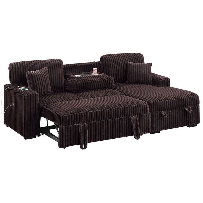 Convertible Sectional Upholstered Sleeper Sofa With Storage Chaise