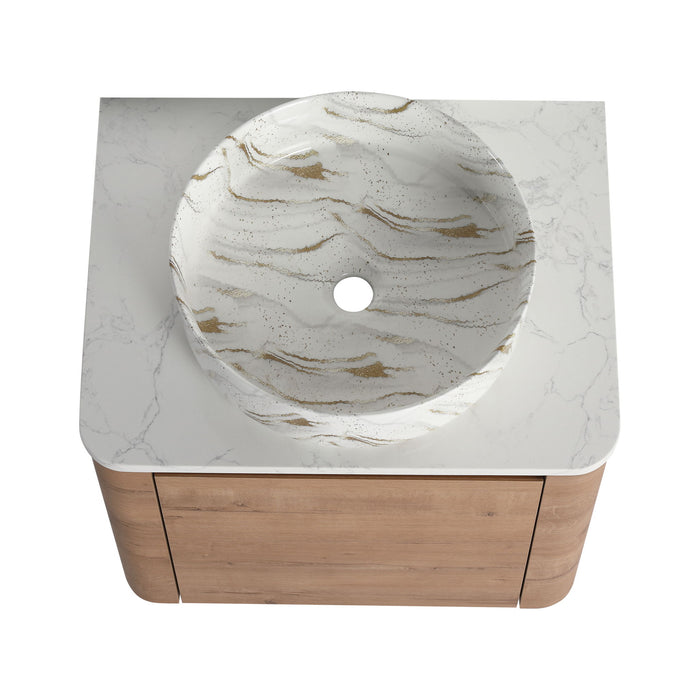 Wall Mounted Bathroom Vanity With Art Sink, 1 Soft Close Door