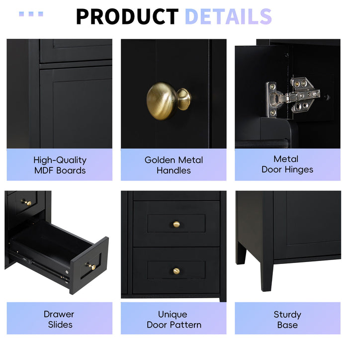 Bathroom Vanity With Sink, Cabinet With 3 Drawers And Adjustable Shelf