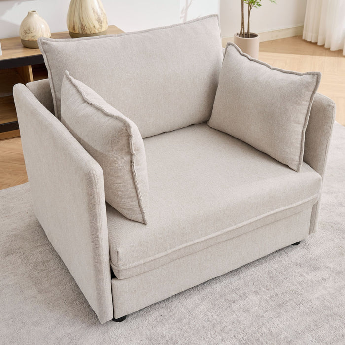 Oversized Deep Seat Accent Chair With Matching Storage Ottoman & Throw Pillows
