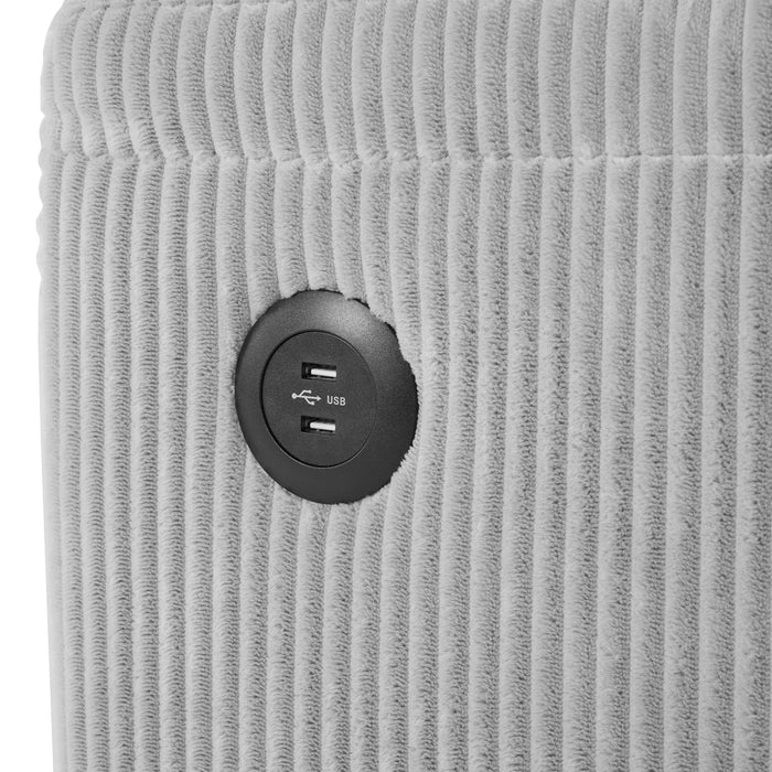 Corduroy Sleeper Sofa Loveseat Sofa With Full Size Mattress, 2 USB Ports, 2 Cup Holders, 2 Side Pockets And Phone Holder