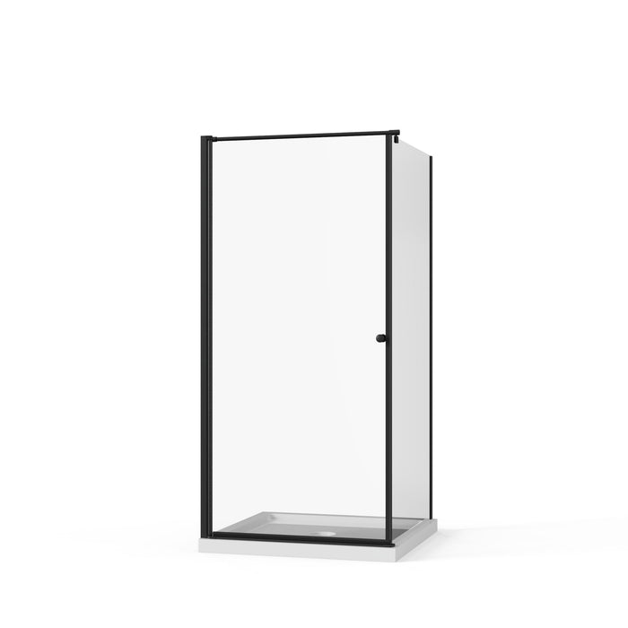 Goodyo - Frameless Corner Shower Door - Matte Black