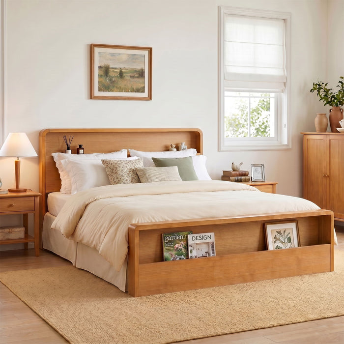 Bed Frame With Dual Open Storage Headboard And Footboard