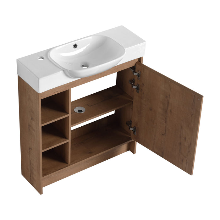 Sleek Design Freestanding Bathroom Vanity With Sink, Soft Close Door