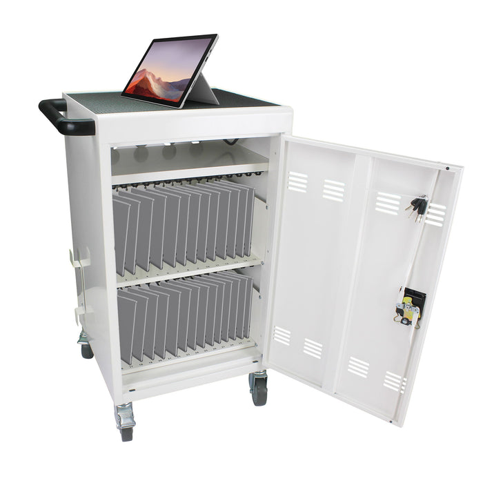 Mobile Charging Cart Station For Chromebook, Tablet And Laptop Computer With Power Strip Included