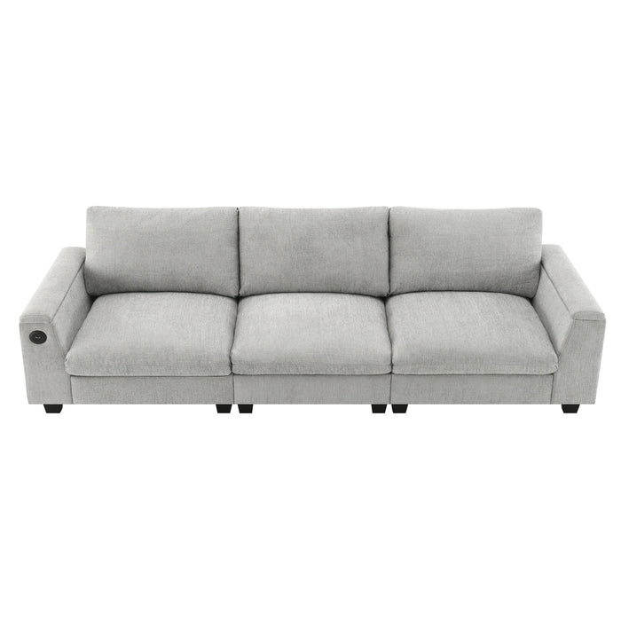 Sectional With Bluetooth Speaker Comfy Cloud Couch Set With Drop Down Table Cup Holders, USB Charger Storage Armrest Wide Seat Sofa