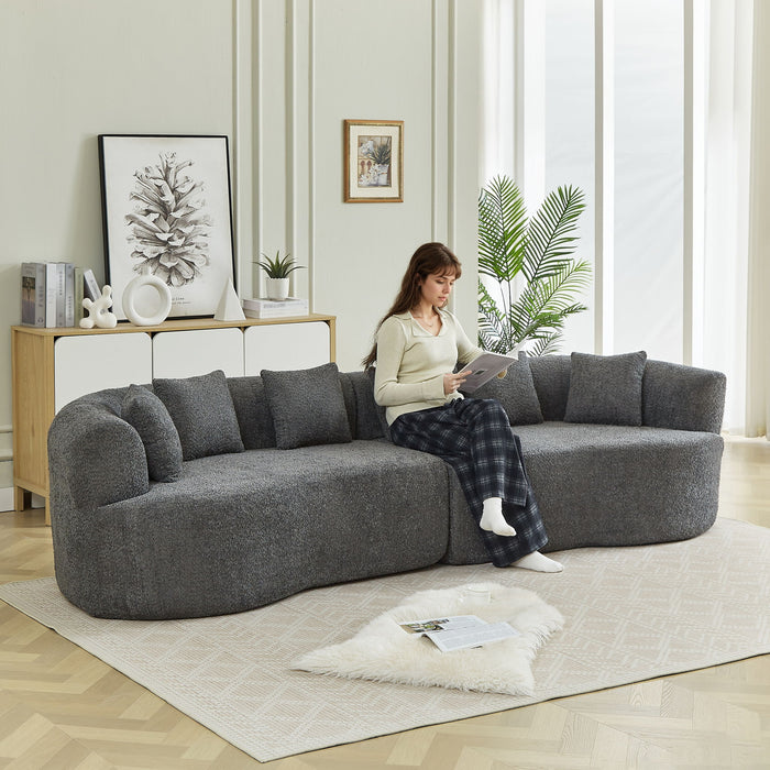 Curved Sectional Sofa With 6 Pillows