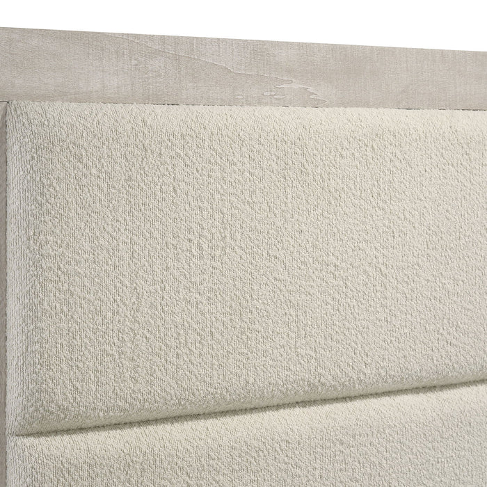Strout - Queen Panel Bed With Upholstered Headboard - Rustic
