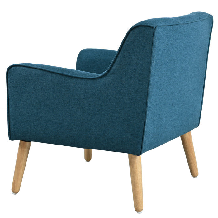 Modern Arm Chair With Tufted Back And Wooden Legs