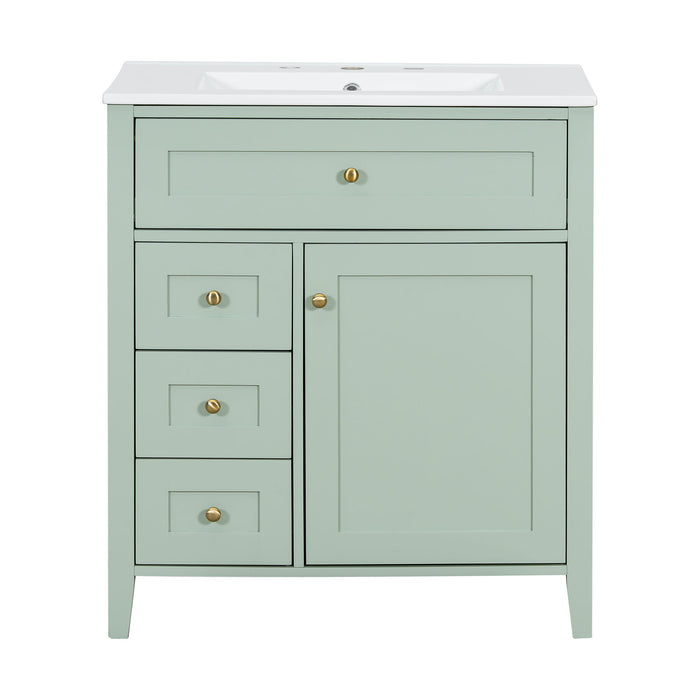 Modern Bathroom Vanity With Sink, 3 Drawers And Adjustable Shelf