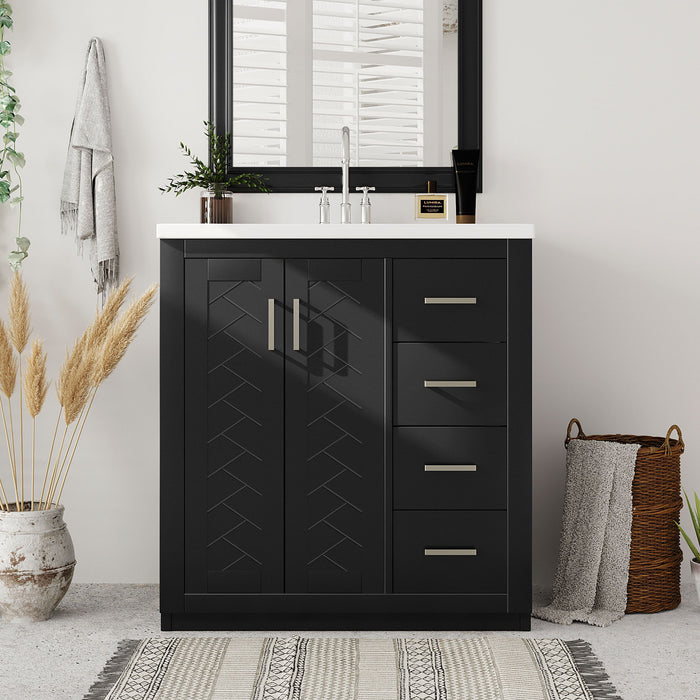 Retro Style Bathroom Vanity With 3 Drawers & Soft-Closing Doors