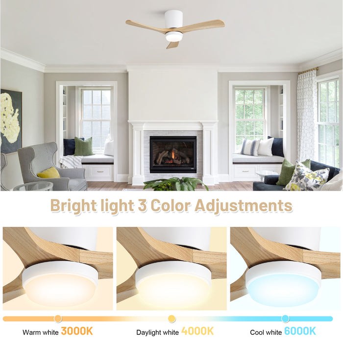 42" Ceiling Fan With DC Motor, Dimmable LED Light, Timer & Memory