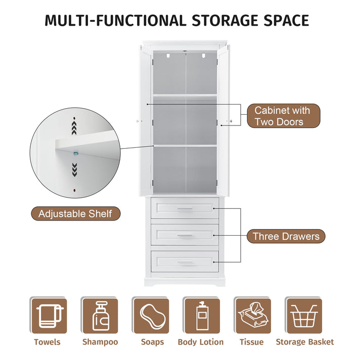 Storage Cabinet With 3 Drawers For Bathroom
