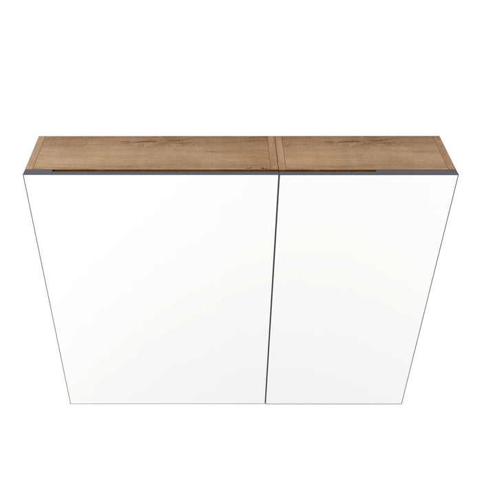 33.56" Wall Mounted Bathroom Cabinet With Adjustable Shelves - Imitative Oak