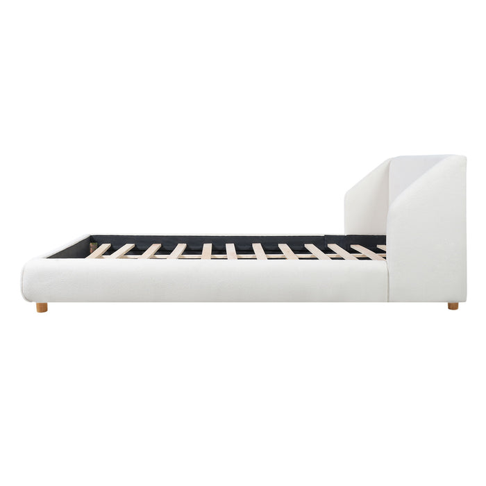 Modern Upholstered Bed Frame With Wingback Headboard
