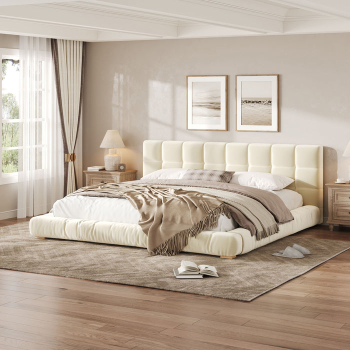 Upholstered Platform Bed Frame With Tufted Headboard