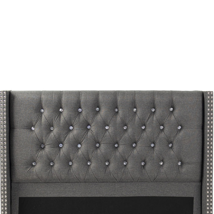 Contemporary Style Bed With Diamond Tufted Headboard