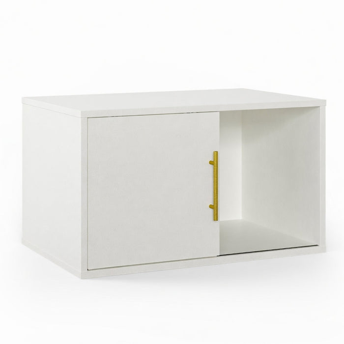 Cube Storage Organizer With Sliding Door Stackable Modular Bookshelf & Storage Cabinet - White