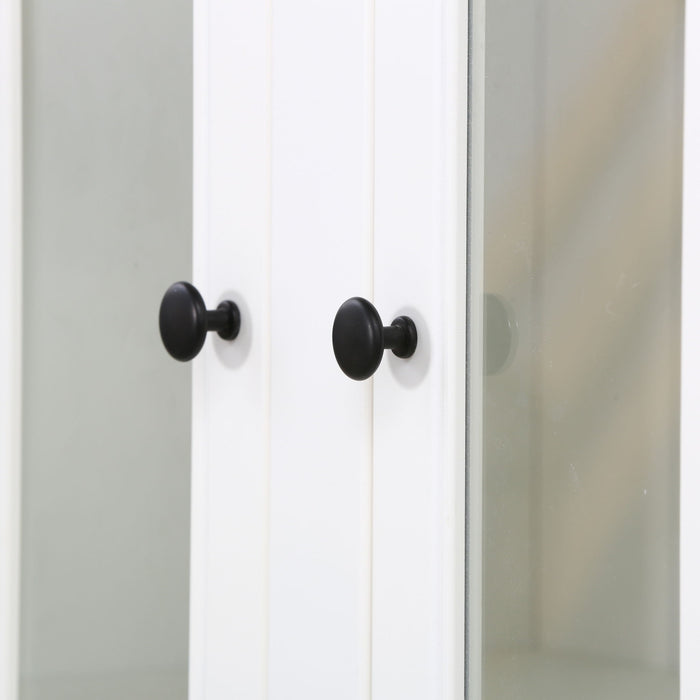 Retro Style Hutch Cabinet With Glass Door, China Cabinet For Home