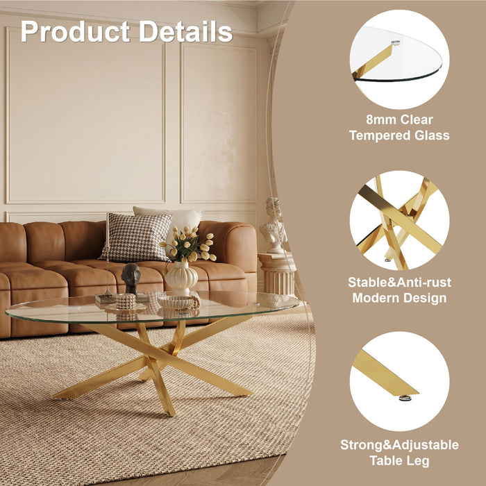 Oval Coffee Table For Living Room - Gold