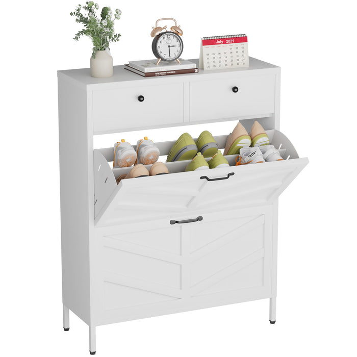 Shoe Cabinet With Flip Drawers