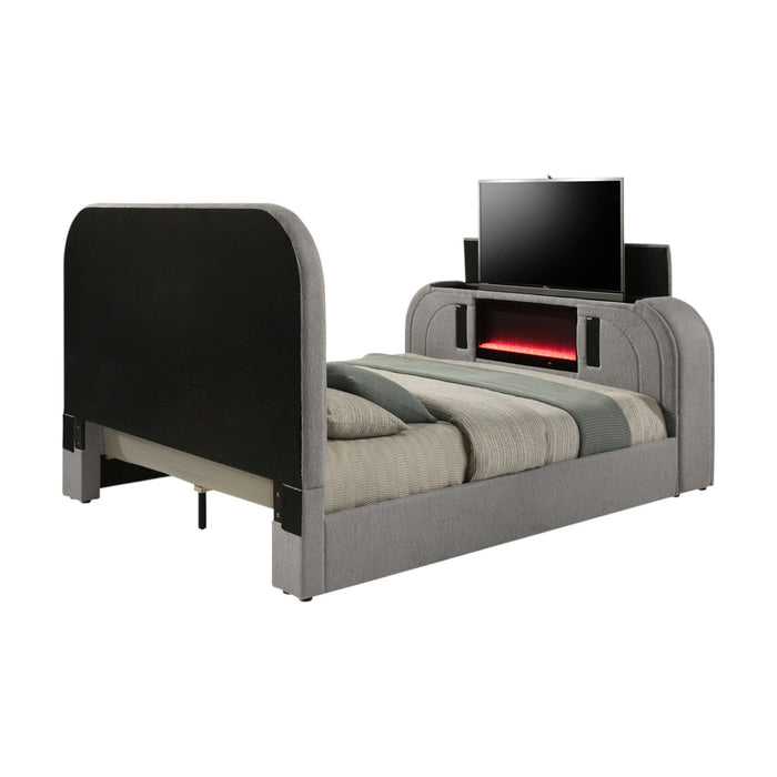 Shelyn - Bed With LED, TV Stand, Fireplace & Bluetooth