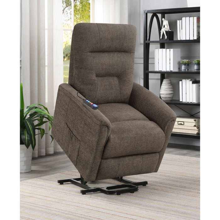 Parker - Upholstered Power Massage Chair With Heat And Massage Functions - Brown