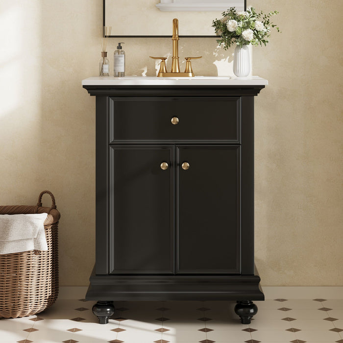 Modern Bathroom Vanity With Tip-Out Drawer And Soft-Close Hinges