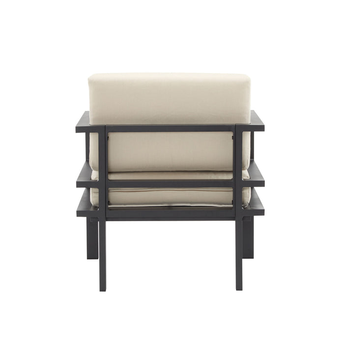 Modern 3 Piece Outdoor Patio Seating Set With Aluminum Frame And Weather Resistant Cushions - Beige / Gray