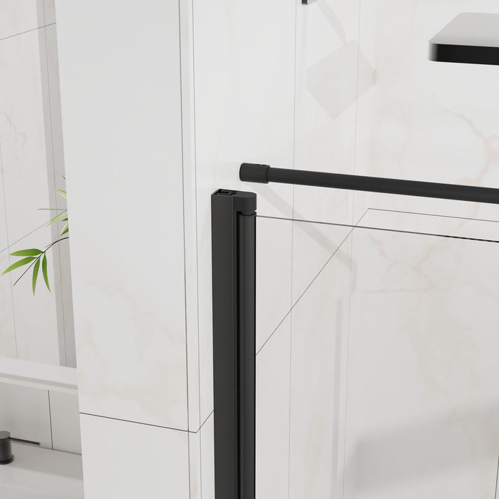 Corner Shower Enclosure, Frameless Pivot Door - Matte Black