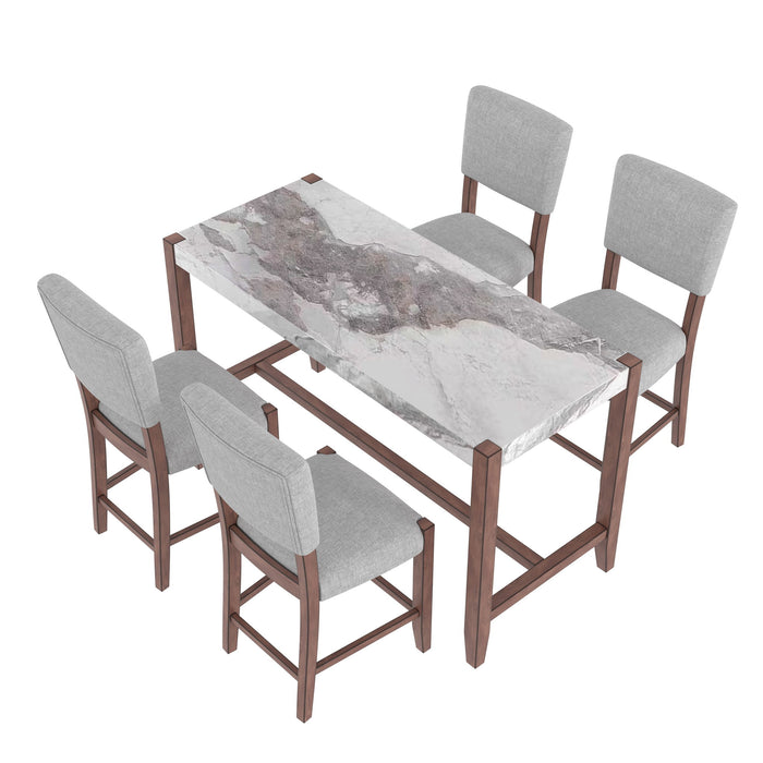 5 Piece Counter Height Dining Set With 4 Upholstered Chairs