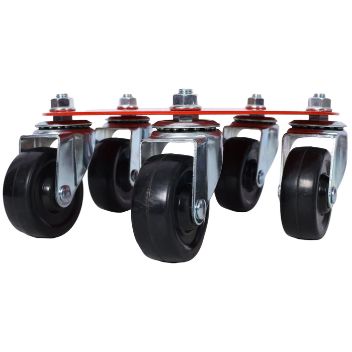 Heavy Duty Snowmobile Dolly V Slide With 2.5" Swivel Casters, Rubber Pad, 1500Lbs Capacity Steel - Red