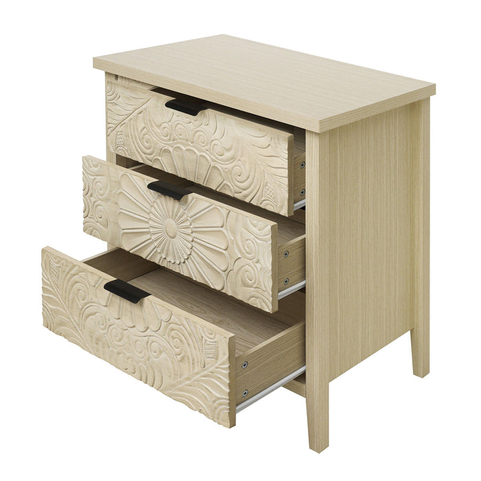 3 Drawer Cabinet, American Furniture, Suitable For Bedroom, Living Room, Study - Natural