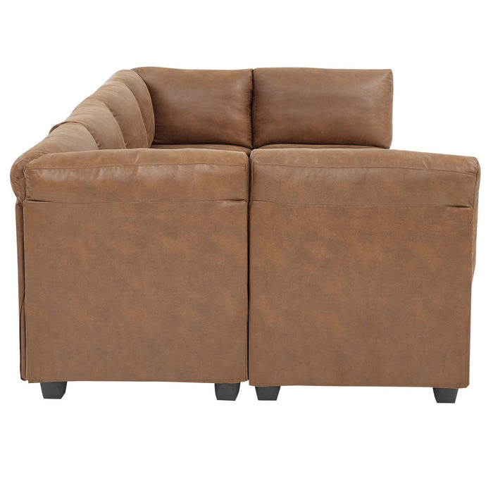 Modular Sectional, Customizable Layout, Removable Cushions - Brown