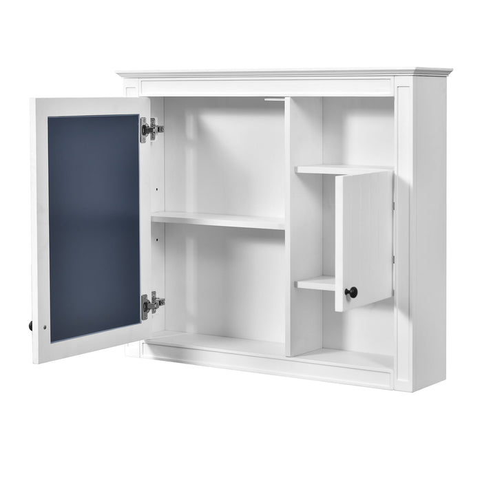 Wall-Mounted Bathroom Cabinet With Mirror And 3 Shelves - White