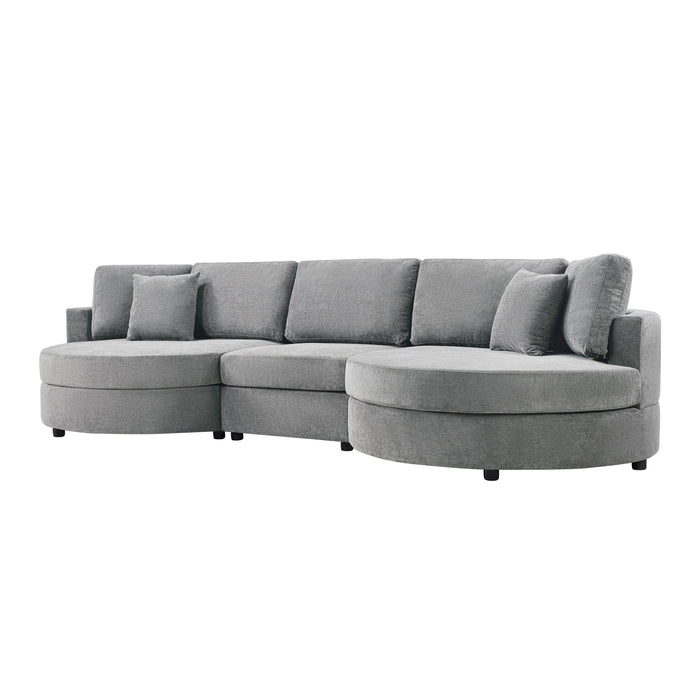Modern 3 Seater Upholstered Sofa With Curved Design