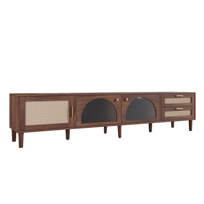 TV Stand For TVs Up To 90", Media Console With App Controlled LED Lights, 2 Drawers & Door Storage - Dark Brown
