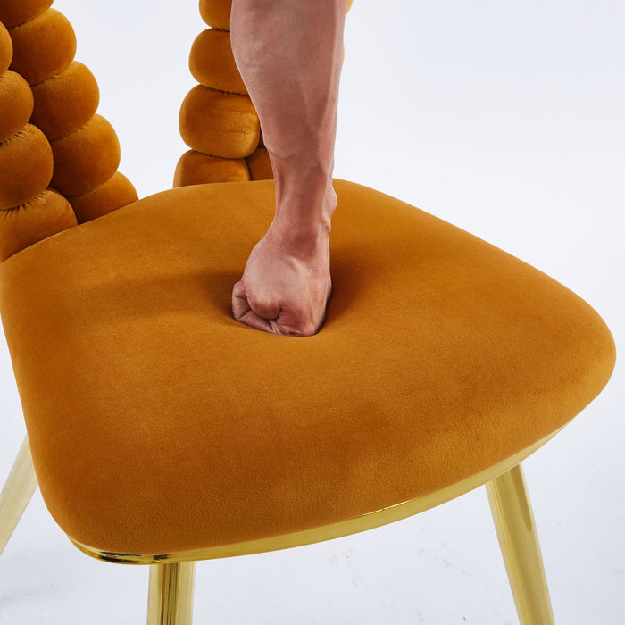 Modern Chair With Iron Tube Legs, Soft Cushions And Comfortable Backrest, Suitable For Dining Room, Living Room, Cafe, Hairball Back