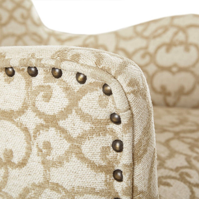 Angelica - Dining Arm Chair With Bronze Nailhead Trim (Set of 2) - Tan