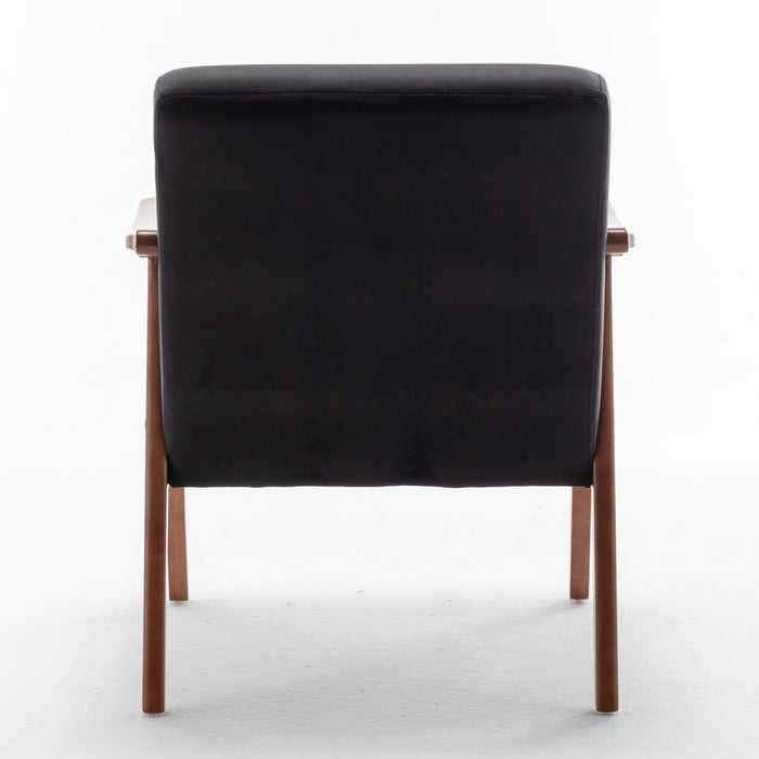 Mid Century Modern Accent Chair With Solid Wood Frame And Extra Thick Backrest