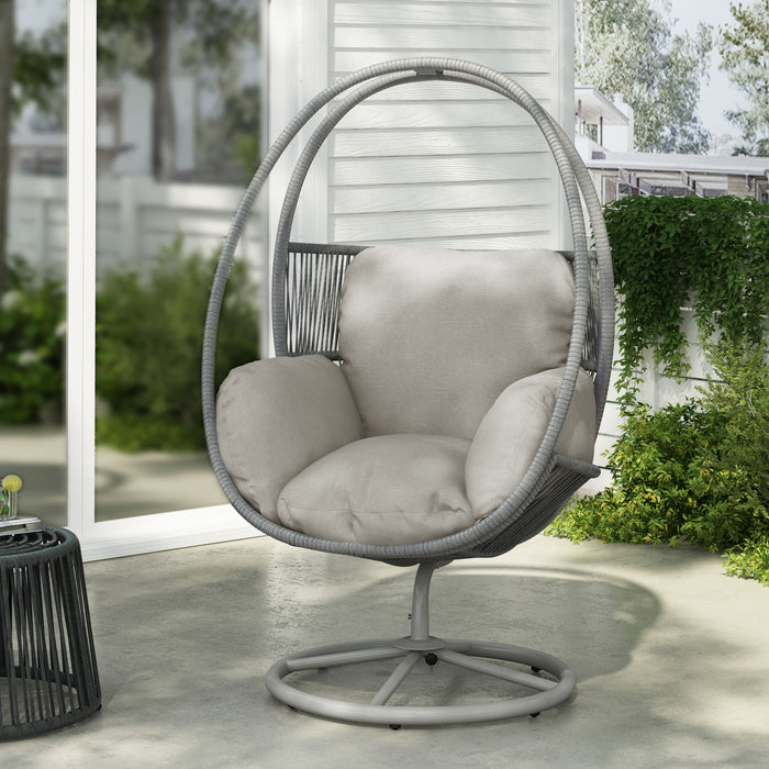 Reno - Outdoor Wicker Swivel Lounge Chair - Light Gray