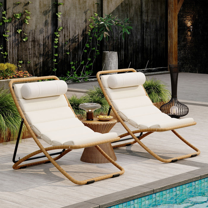 Outdoor Folding Chair With Adjustable Backrest (Set of 2)
