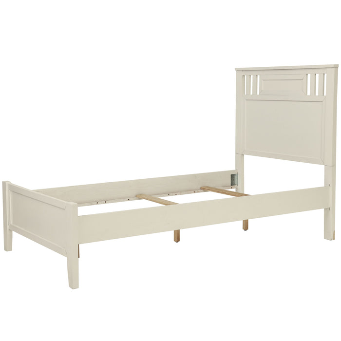 Simple Frame With Headboard And Vertical Carved Design