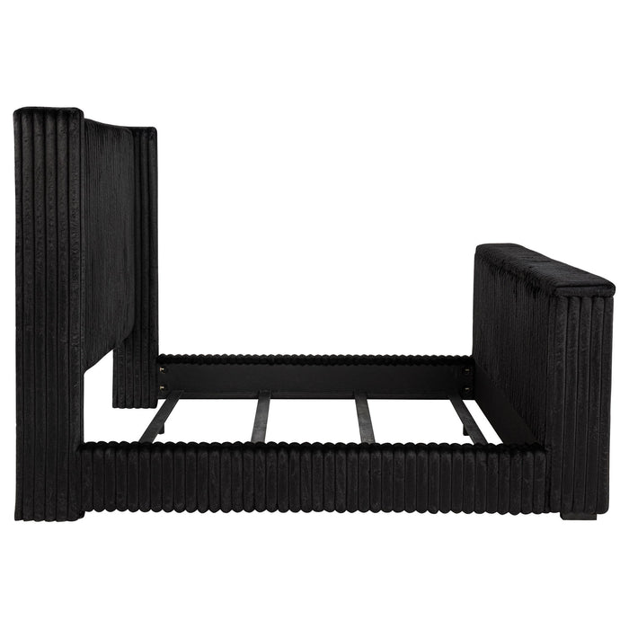 Lyman - Eastern King Wingback TV Bed With Integrated TV Lift And Power Strip - Black