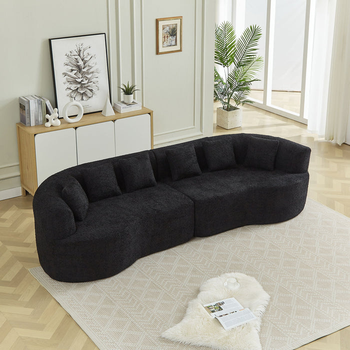 Curved Sectional Sofa With 6 Pillows