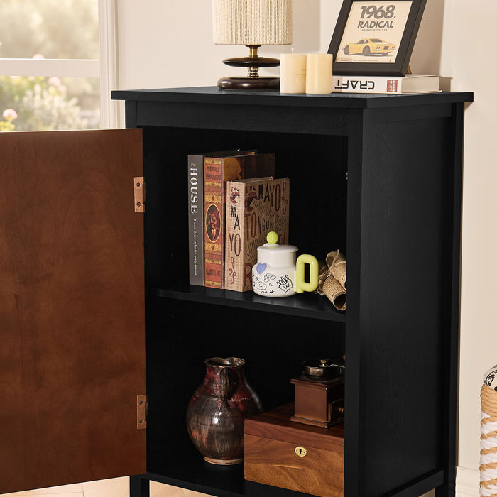 Floor Cabinet With Doors & Adjustable Shelf, Storage Cabinet For Entryway