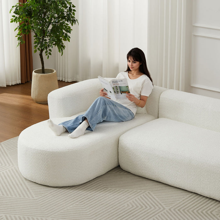 L - Shape Boneless Cloud Couch With 2 Throw Pillows For Living Room