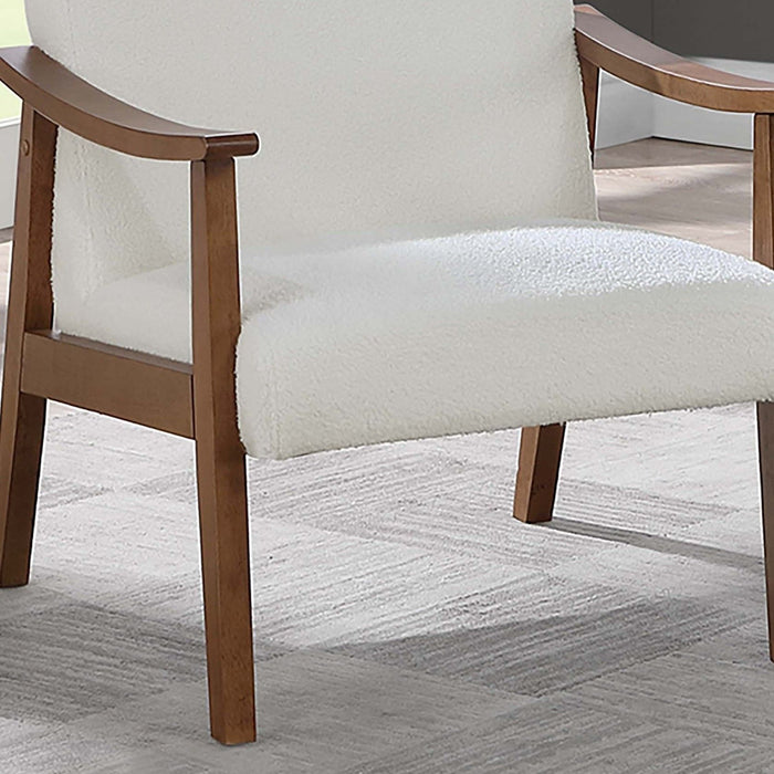 Upholstered Accent Chair With Frame Low Profile Seating For Living Room - White