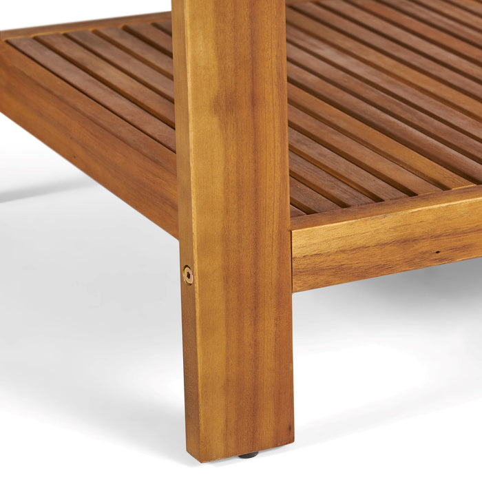 2 Piece Outdoor Conversation Set (Loveseat & Coffee Table With Water-Resistant Cushions) - Dark Blue / Teak